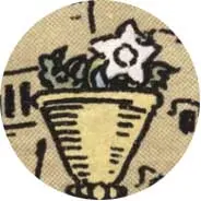Closeup van het symbool Bloemen in de tarotkaart 