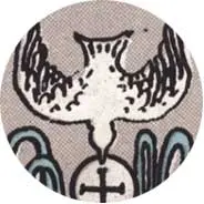 Closeup van het symbool Duif in de tarotkaart 