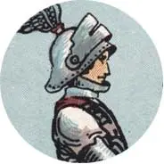 Closeup van het symbool Harnas in de tarotkaart 