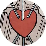Closeup van het symbool Hart in de tarotkaart 