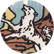 Closeup van het symbool Hond in de tarotkaart 