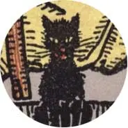 Closeup van het symbool Kat in de tarotkaart 