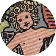 Closeup van het symbool Kinderen in de tarotkaart 