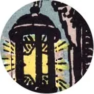 Closeup van het symbool Lantaarn in de tarotkaart 