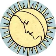 Closeup van het symbool Maan in de tarotkaart 