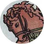 Closeup van het symbool Paard in de tarotkaart 