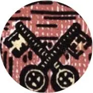 Closeup van het symbool Sleutels in de tarotkaart 