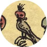 Closeup van het symbool Valk in de tarotkaart 