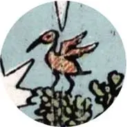 Closeup van het symbool Vogel in de tarotkaart 