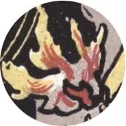 Closeup van het symbool Vuur in de tarotkaart 
